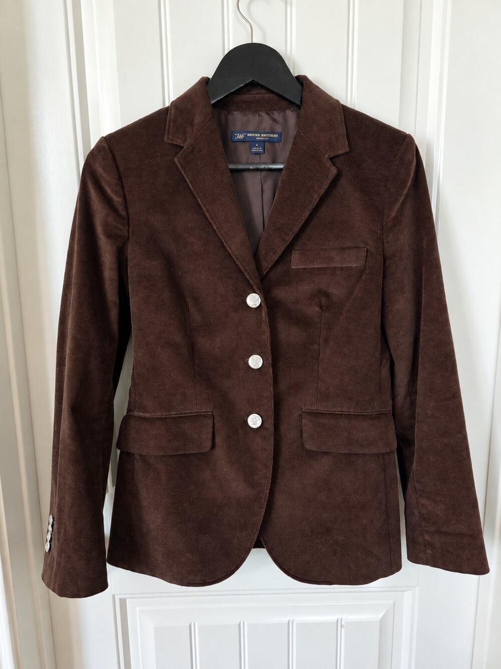 Brooks Brothers 346 Milano Fit Brown Corduroy 3 Button Blazer Women's Size 4